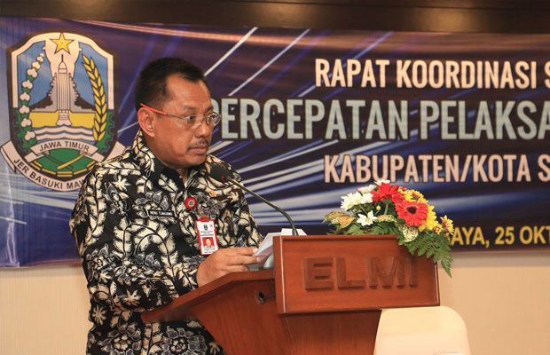 Sekdaprov Jatim Heru Tjahjono saat membuka acara.