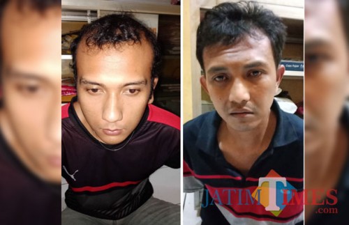 Hendra Eka Kurniawan dan Muchlas Cahyono saat diamankan di Polsek Poncokusumo, setelah kedapatan menggelar pesta sabu, Kabupaten Malang (Foto : Polsek Poncokusumo for MalangTIMES)