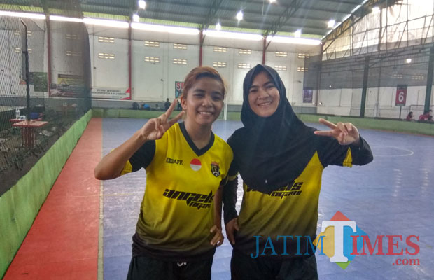 Vichrul Aifa (Icul) dan Wahyu Sukma Ningrum (Londo) saat ditemui MalangTIMES usai laga (Hendra Saputra)