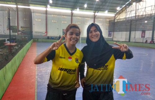 Vichrul Aifa (Icul) dan Wahyu Sukma Ningrum (Londo) saat ditemui MalangTIMES usai laga (Hendra Saputra)
