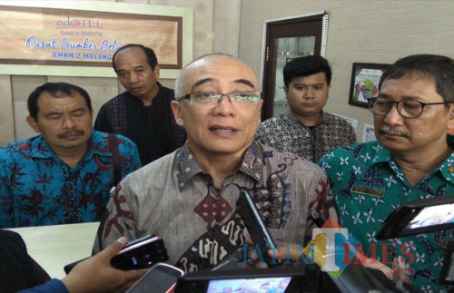 Kepala BKN Bima Haria Wibisana usai melakukan tinjauan tes CPNS di Kota Malang. (Foto: Nurlayla Ratri/MalangTIMES)