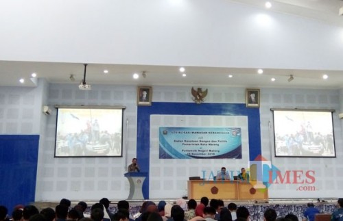 Sosialisasi wawasan kebangsaan oleh Bakesbangpol Kota Malang di Polinema, Rabu (28/11/2018) (Pipit Anggraeni/MalangTIMES).