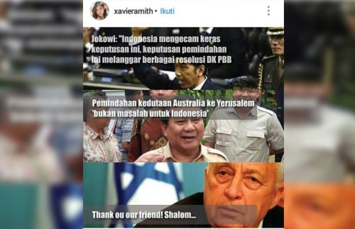 Meme di Instagram terkait pernyataan Prabowo mengenai pemindahan kedubes Australia ke Yerusalem (Ist)