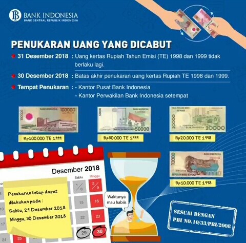 Screenshot informasi uang pecahan yang akan dicabut pemerintah di akhir tahun 2018 (@bank_indonesia)