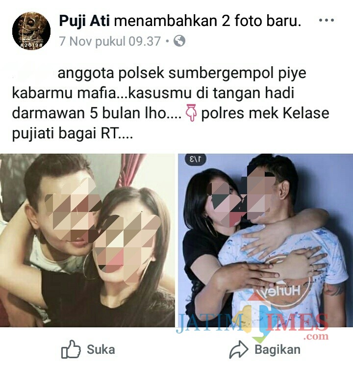 Postingan Puji Ati yang juga di laporkan oleh seorang anggota Polisi / Foto : Istimewa / Tulungagung TIMES