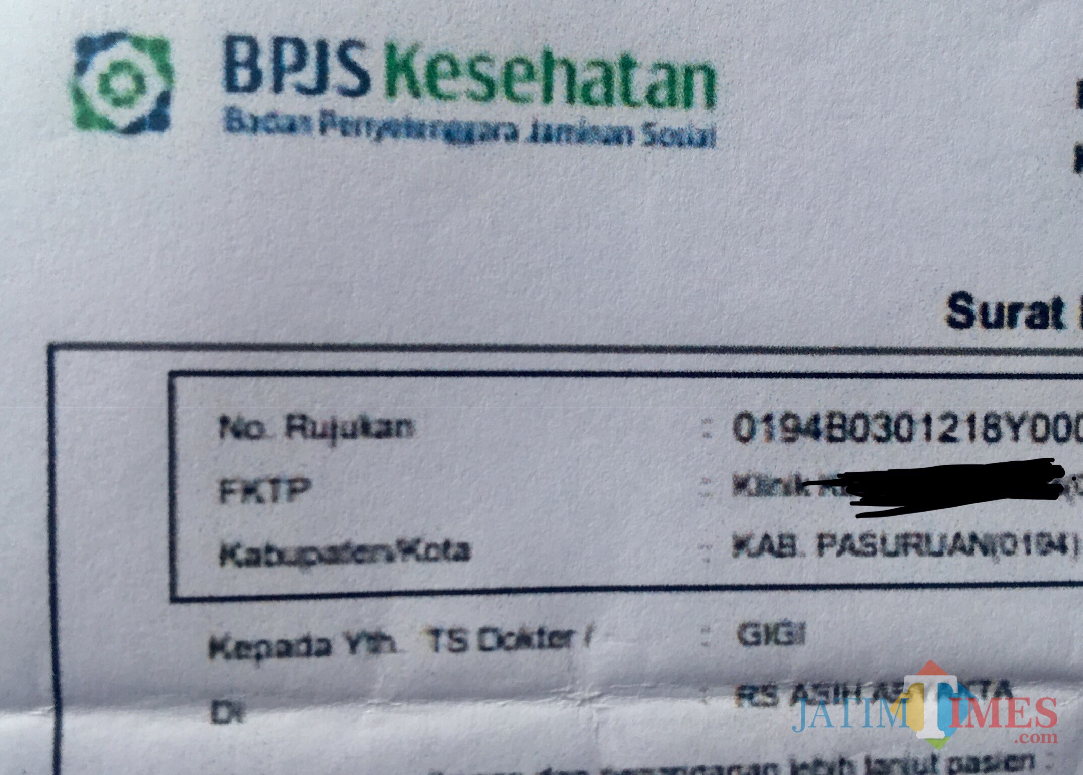 Berkas rujukan pasien di RS Asih Abyakta.