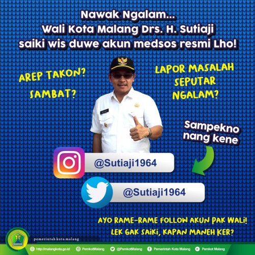 Kabar baru, Wali Kota Malang Sutiaji kini miliki akun resmi di media sosial) (istimewa)