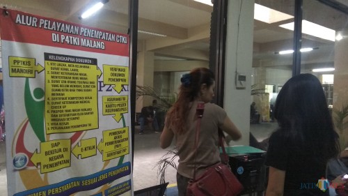 Informasi alur pengurusan berkas keimigrasian terkait pembuatan paspor bagi calon tenaga kerja Indonesia di Kantor Imigrasi Kelas I TPI Malang. (Foto: Nurlayla Ratri/MalangTIMES)