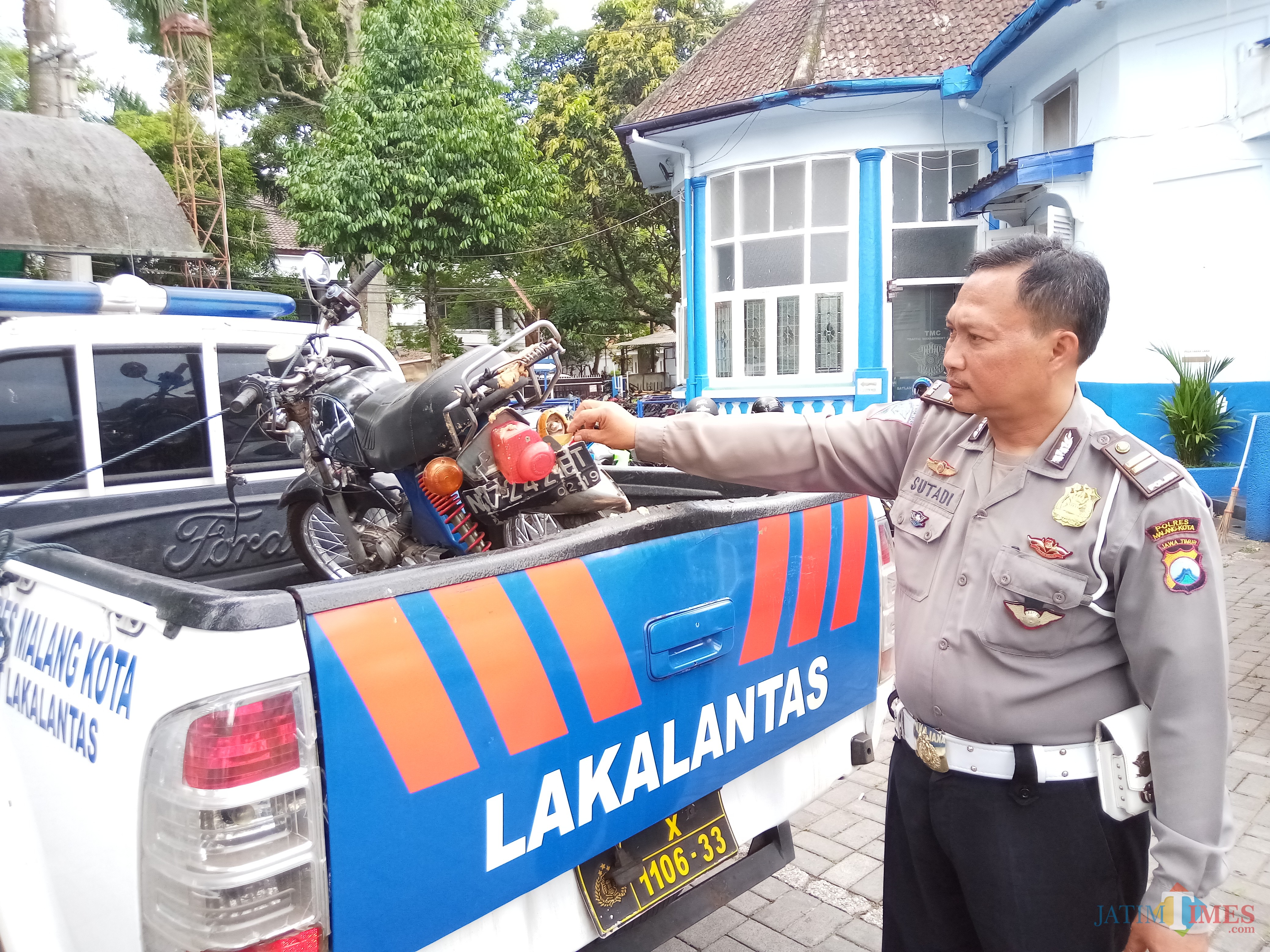 Sepeda motor korban yang diamankan di Unit Laka Polres Malang Kota (Anggara Sudiongko/MalangTIMES)