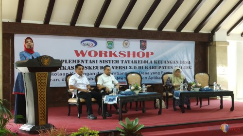 Workshop Evaluasi Implementasi Sistem Tatakelola Keuangan Desa Dengan Sistem Aplikasi Keuangan Desa (Siskeudes) Versi 2.0 yang berlangsung di Pendopo Agung Kabupaten Malang, Rabu (30/1/2019) (Pipit Anggraeni/MalangTIMES)