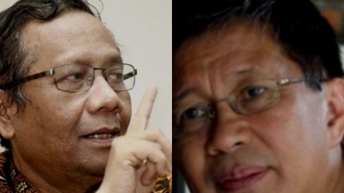 Mantan Ketua Mahkamah Konstitusi Prof Mahmud MD (kiri) dan Rocky Gerung saat berdebat di ILC, Selasa (29/1/2019) malam. ( Foto : Istimewa)