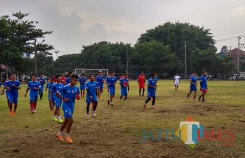 Para pemain Arema FC saat menjalani latihan di Malang (Hendra Saputra)