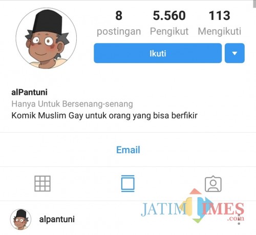 Akun Instagram Alpantuni yang membuat warganet, pemerintah dan masyarakat Indonesia gerah dan marah (screenshoot @alpantuni)