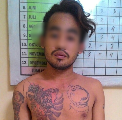 Pelaku yang sudah diamankan polisi. (Polsek Kedungkandang)