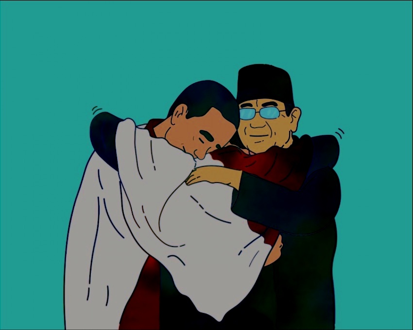 Bayangkan saja, saat dua insan capres ini menangis bersama dan saling memeluk dalam dekapan Roy Kiyoshi (Ist)