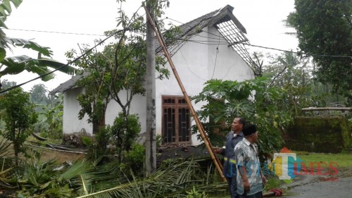 Kondisi pemukiman warga usai diterjang hujan dan angin kencang yang menyebabkan pohon tumbang, Kecamatan Turen (Foto : Camat Turen for MalangTIMES)