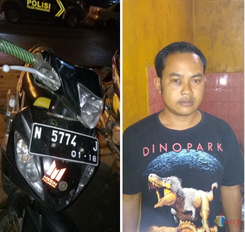 Moh Yasin alias Bajil Tersangka serta barang bukti motor yang selama ini menjadi sarana untuk mencuri, Kecamatan Poncokusumo (Foto : Polsek Poncokusumo for MalangTIMES)