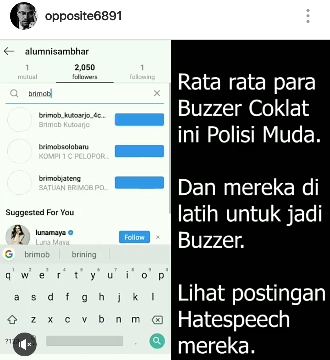 Postingan dari akun Opposite6891 yang menuding polisi terlibat secara terorganisir (opposite6891)