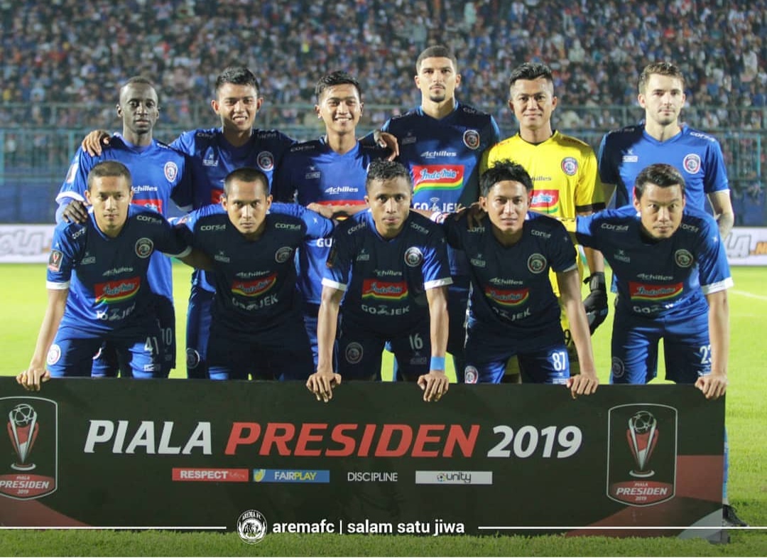 Tim Arema FC ketika akan menghadapi Barito Putera di Piala Presiden 2019 (official Arema FC)