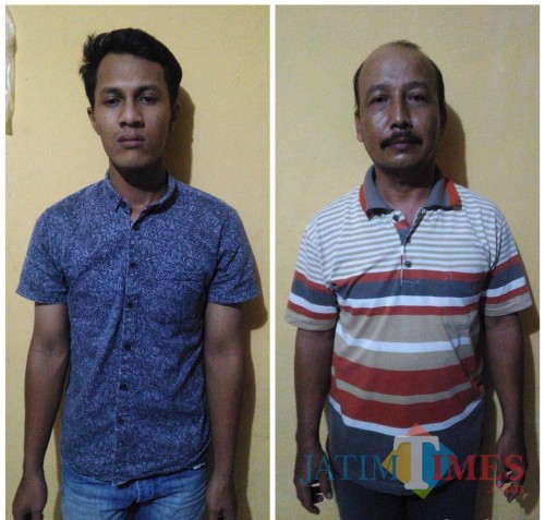 Toni Suherman dan Sularso Andi Wibowo tersangka kasus penganiayaan dan pengeroyokan saat diamankan polisi, Kecamatan Bantur (Foto : Polsek Bantur for MalangTIMES)