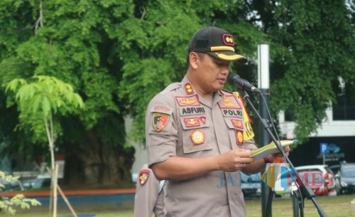 Kapolres Malang Kota AKBP Asfuri dalam giat apel bersama Forkopimda Kota Malang. (Foto: Dokumen MalangTIMES)