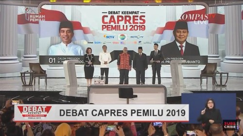 Suasana debat keempat capres Pileg 2019. (twitter @SvtMingvyu).