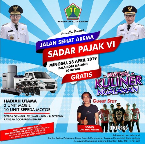 Wajib ikut, Gebyar Jalan Sehat Arema Sadar Pajak VI 2019 bertabur hadiah menarik dan lebih semarak (Istimewa)