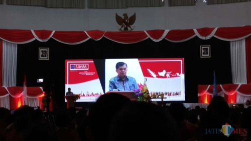 Wakil Presiden M. Jusuf Kalla saat hadir dalam Festival Kebangsaan di Universitas Muhammadiyah Malang (UMM). (Pipit Anggraeni/MalangatIMES)
