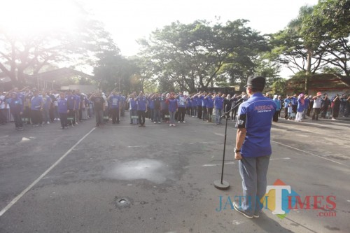 Apel kesiapan jelang Pemilu yang dilakukan Bawaslu Kota Malang. (Foto: Humas Pemkot Malang for MalangTIMES)