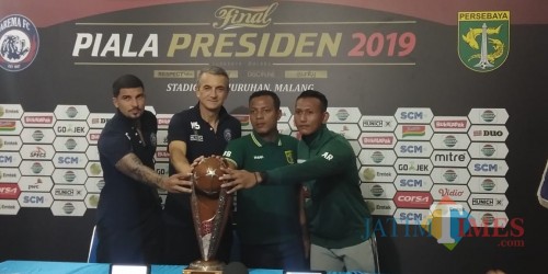 Suasana konferensi pers jelang laga leg kedua final Piala Presiden 2019 di Malang. (Foto: Dokumen MalangTIMES)