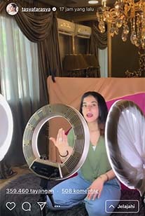 Cuplikan tips menggunakan ringlight. (Foto: instgram @tasyafarasya)