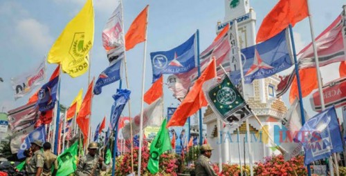 Bendera parpol pemilu 2019 (dok MalangTIMES)