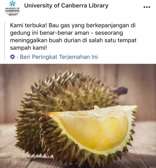 Penjelasan akun Facebook University of Canberra Library