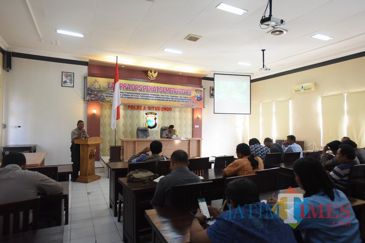 Situasi Pra Operasi Pekat Semeru 2019 yang berlangsung di Gedung Tribrata (Foto Sony Haryono / Situbondo TIMES)