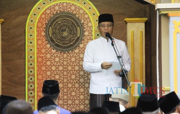 Wakil Bupati Kediri Masykuri Ikhsan saat memberikan sambutan. (eko Arif s/JatimTimes)