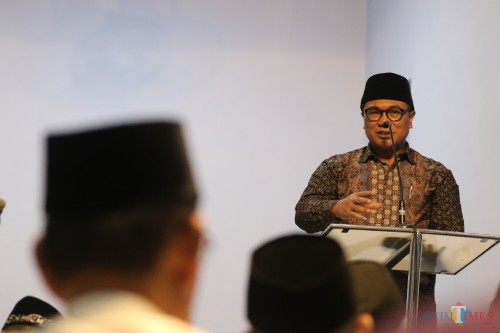 Wakil Wali Kota Malang Sofyan Edi Jarwoko saat memberikan sambutan dalam kegiatan Safari Ramadan Pemkot Malang. (Foto: Nurlayla Ratri/MalangTIMES)
