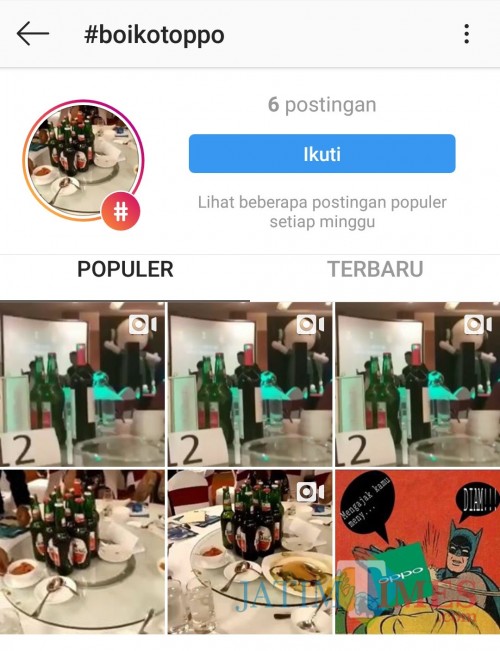 Tangkapan layar ajakan memboikot produk Oppo yang muncul di media sosial. (Foto: Dokumen MalangTIMES)
