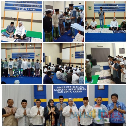 Kolase acara buka bersama dan santunan anak yatim di kantor DPKPCK Kabupaten Malang. (Wahyu for MalangTIMES)