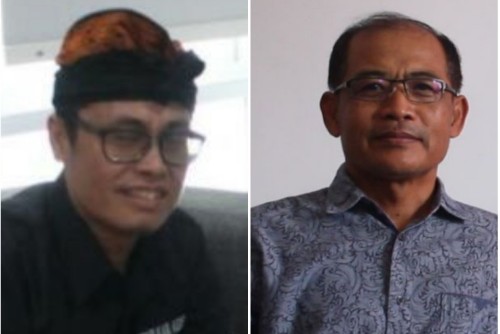 Ketua PHDI Kabupaten Kediri Kadek Astrawan (kiri) dan Ketua BAMAG Kabupaten Kediri Pendeta Yermia Puryanto (kanan). Foto (Ist)