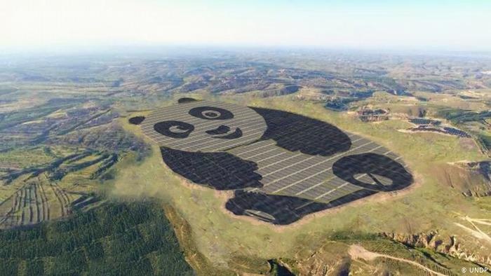 PLTS berbentuk panda di China. (Foto: via www.dw.com)