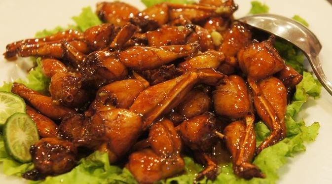 Daging katak yang diolah menjadi masakan. (Foto: istimewa)