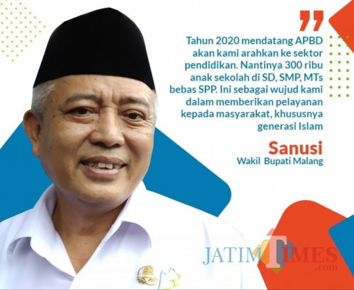 Wabup Malang Sanusi berjanji membebaskan SPP dan menaikkan insentif GTT Kemenag tahun 2020 mendatang. (MalangTIMES)