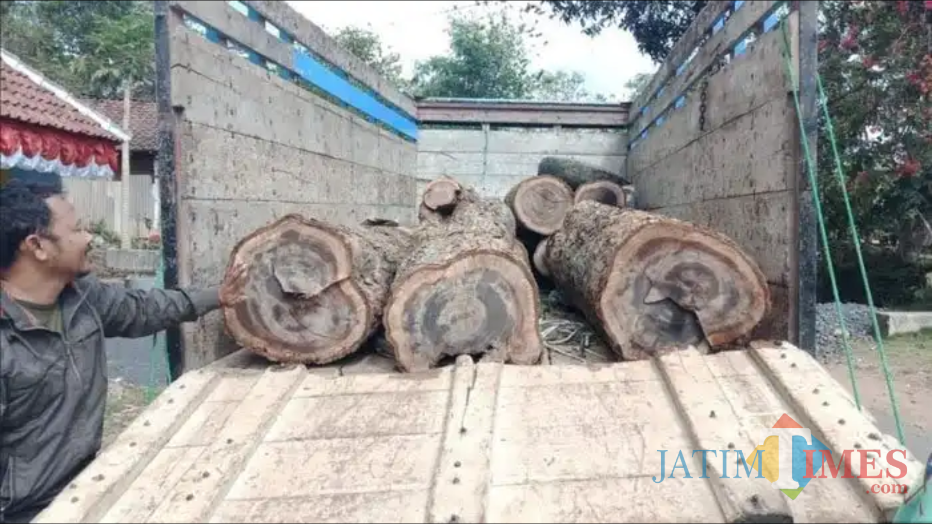 Petugas mengamankan kayu illegal logging di Sumbermanjing, Kabupaten Malang. (Foto: Dokumen Perhutani KPH Malang)