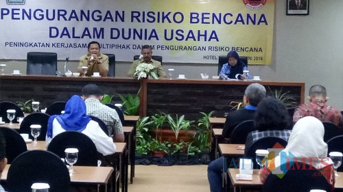 Kegiatan sosialisasi tanggap darurat bencana pada kalangan pengusaha oleh BPBD Kota Malang. (Foto: Nurlayla Ratri/MalangTIMES)