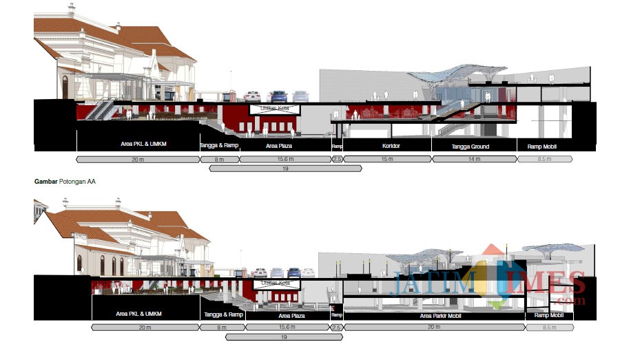Desain basement Alun-alun Suroboyo