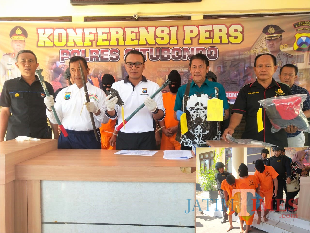 Kapolres Situbondo gelar konferensi pers penangkapan perampok asal Magelang. (Foto Heru Hartanto/Situbondo TIMES)