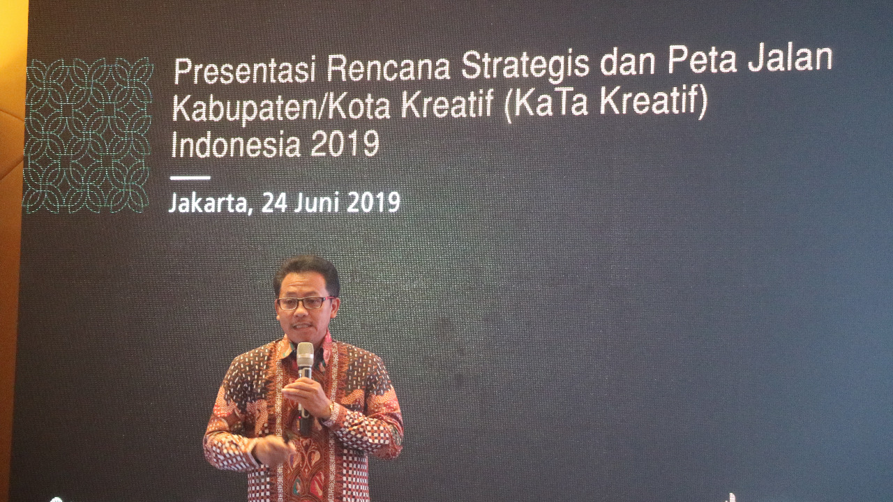 Wali Kota Malang Sutiaji saat melakukan pemaparan dihadapan Badam Ekonomi Kreatif (Bekraf) (Humas Pemkot Malang for MalangTIMES).
