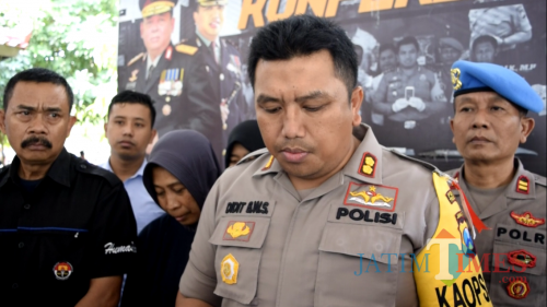 Kapolres Trenggalek beberkan kronologi kasus penipuan (foto : Ganez Radisa)