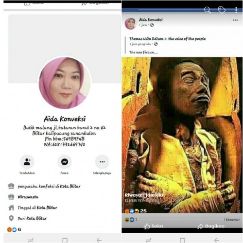 Postingan dugaan penghinaan lambang negara oleh Akun FB Aida Konveksi