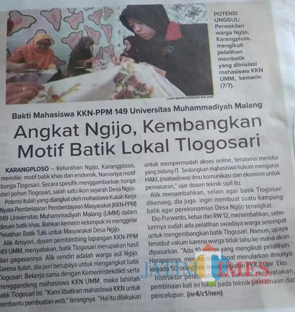 Artikel yang menjadi bukti tindakan klaim sepihak yang dilakukan KKN-PPM 149 Universitas Muhammadiyah Malang. (Foto: Dokumen MalangTIMES)